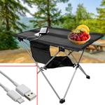 Faltbarer Solar-Campingtisch (20W): USB-A & USB-C Anschlüsse, 60,8x40,5 cm, s...