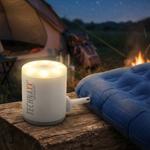 Kompakte Akku-Luftpumpe mit 5 Aufsätzen & LED-Licht – weiss, ideal für Luftma...