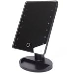 Dimmbarer LED Schminkspiegel, 16 LEDs, 27x17cm, drehbarer Sockel, edles schwa...