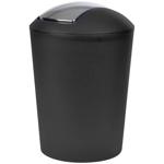 Abfalleimer mit Schwingdeckel, schwarz/grau, Mülleimer, 5,6 L