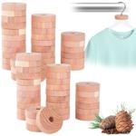 Premium Zedernholz Mottenringe 60er-Set: Natürlicher Mottenschutz für Kleider...