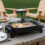 XXL-Partypfanne elektrisch, 40cm, 7 Liter, Aluminium, schwarz, starke 2200 Wa...