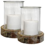 2er-Set Kerzenglas auf Holzsockel - Windlicht Natur mit Echtholzrinde - Ø 13x...