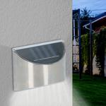 Kompakte Edelstahl Solar-Wandleuchte, silber, mit Dämmerungssensor - 10 x 8 x...