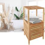 Natürliches Walnuss-Badezimmerregal mit 3 Ebenen, H86cm – Handtuchablage aus ...