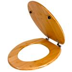 Hochwertiger WC-Sitz aus Bambus, stabile Klobrille mit natürlicher Holzoptik,...
