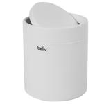 Schicker Schwingdeckeleimer aus Metall (1,25L): Weisser Abfalleimer mit prakt...