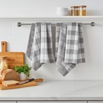 8er-Set Geschirrtücher 100% Baumwolle - Grau/Weiss kariert, saugstark, streif...