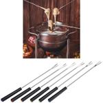 6er-Set Fonduegabeln mit schwarzem Griff - ideal für Käse- & Fleischfondue - ...