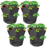 Erdbeer-Pflanzsäcke (4er Set, 43L, Ø35x45cm) - Atmungsaktiver Filz - robuste ...