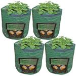 4er-Set 43 Liter Pflanzsack mit Erntefenster, Ø 35x45cm, Tragegriffe, 7 Drain...