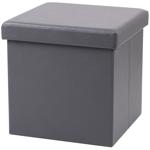 Faltbarer Sitzhocker mit Stauraum - grauem Kunstleder Bezug - multifunktional...