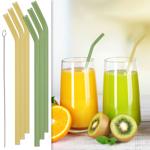 Glas-Trinkhalme wiederverwendbar mit Reinigungsbürste, 6erSet, 19 cm, mehrfar...