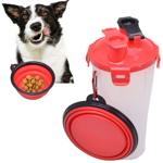 2in1-Wasser- & Futterflasche für Hunde - Integrierter Napf & Karabinerhaken -...