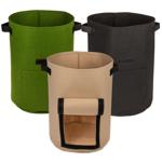 3er-Set Pflanzsäcke mit Erntefenster - Filz, 43 Liter, Ø 35x45cm - Schwarz, G...