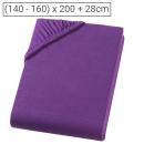 Doppelbett Qualitäts-Jersey Fixleintuch - 100% Baumwolle, aubergine, 160 x 20...