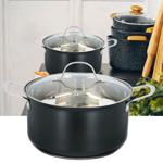 Kochtopf mit Deckel, schwarz, Ø 24cm x 13,5 cm, rostfreier Edelstahl, ca. 6L