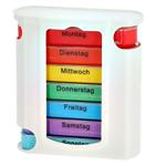 Medikamentenbox 7 Tage - Bunt, 4 Fächer pro Tag mit Morgen, Mittag, Abend, Na...