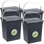 4er-Set Komposteimer aus Kunststoff - Geruchsdicht für Küchenabfälle & Obstfl...