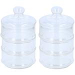 2er-Set Glasbehälter mit 3 Ebenen - Inklusive Deckel für Gebäck, Süssigkeiten...