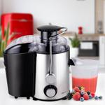 Elektrische Saftpresse 400W – Obst- und Gemüse-Entsafter in Silber/Schwarz, h...