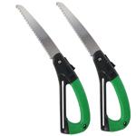 2er-Set Klappbare Handsäge mit Handschutz & Anti-Rutsch-Griff, grün: Sicher, ...
