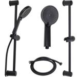 Brausekopf mit Halterung & Schlauch - Matt-schwarz, 3 Duschfunktionen, All-Bl...