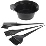 Haarfärbe-Set, 4-tlg., schwarz, mit Färbepinseln und Schälchen