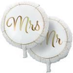 Romantische Mr & Mrs Luftballons, 2 Stück, gold/weiss, Ø 46 cm, Perfekte Hoch...