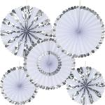 Deko-Fächer aus Papier, 5 Stück, silber und weiss, Farbenfrohe Akzente für je...