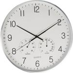 Wanduhr mit Thermo-Hygrometer - Aluminium-Rahmen silber Ø 38 cm - Präzise Zei...