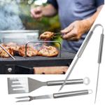Edelstahl Grillbesteck Set (3-teilig): Grillzange, Wender & Gabel in Profi-Qu...