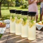 4er-Set Glaskaraffe 1L aus Borosilikatglas - Ideal für Säfte, Limonaden & Eis...