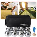 Hochwertiges Boule- & Pétanque-Spiel, 8 Metallkugeln, Holzkugel, Abstandsmess...