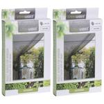 2er-Set Fliegengitter Fenster (1,3x1,5m, grau) - zuschneidbar, mit Klettband ...
