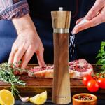 Salz- und Pfeffermühle Akazienholz - Edles Design & Keramikmahlwerk - Einstel...