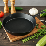 Profi Gusspfanne / Steakpfanne 25,5 cm schwarz - Massiver Guss für Top Röstar...