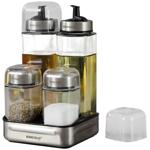 Gewürzbehälter-Set 5-tlg - Essig/Öl & Salz/Pfeffer für Küche & Esstisch - Gla...