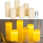 6er-Set LED-Echtwachskerzen mit Fernbedienung – dimmbar, flackernder Effekt, ...