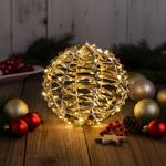 Weihnachtskugel mit 60 warmweissen Micro-LEDs, Ø 25 cm - goldfarben, batterie...