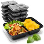 10 Essensboxen mit Deckel & 3 Trennfächern, Meal Prep Boxen sind wiederverwen...
