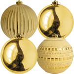 Weihnachtskugeln 4er-Set goldfarben - Ø 15 cm mit 3 Designs - Christbaumkugel...