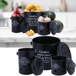 Stilvolle Vorratsbehälter, 3 Stück, Kartoffeln, Zwiebeln, Knoblauch, schwarz,...