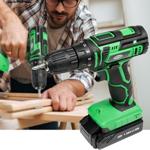 Kraftvolle 20V Akku-Bohrmaschine: 1300mAh Li-Ion, ausbalanciert, grün/schwarz...