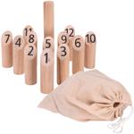 13-tlg. Nummern Kubb-Spiel aus Kiefernholz – Wikingerspiel für Outdoor-Spass,...