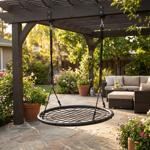 Robuste Netzschaukel, Ø 100cm, max. 100kg, schwarz – Komfortable Hängeschauke...