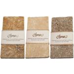 3er Set Seifenablagen aus Travertin rechteckig - handgefertigt für Bad & WC -...