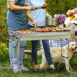 Tragbarer Camping-Grill (Edelstahl, 60x40cm) mit praktischer Tasche – Höhenve...