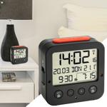 Präziser Digitaler Funkwecker (schwarz) mit Thermometer, Datum & 2 Weckzeiten...