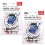 2er-Set USB 2.0 Lightning Ladekabel - 2m extra lang - Highspeed Datenübertrag...